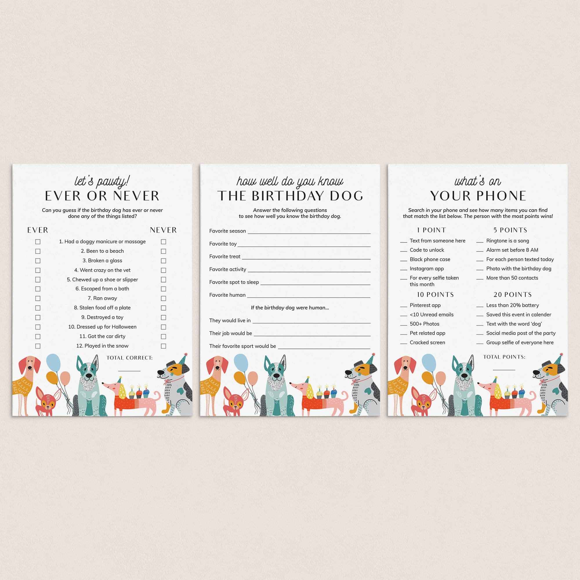 Dog Birthday Games Printable by LittleSizzle