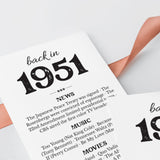 75th Birthday Decorations Born in 1951 Table Card