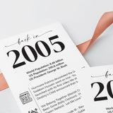 21st Birthday Place Cards Personalized Back in 2005 Facts Printable