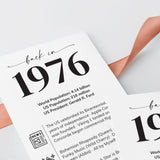 50th Reunion Table Decorations Back in 1976 News Card