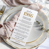 40th Anniversary Party Decorations Married in 1986 Table Card
