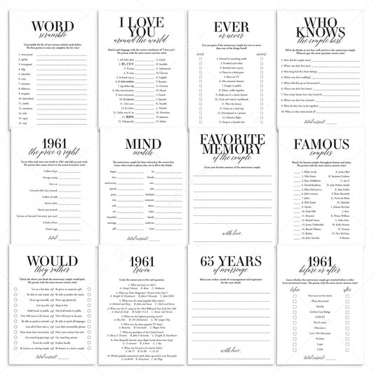 Married in 1961 65th Wedding Anniversary Party Games Bundle by LittleSizzle
