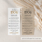 50th Anniversary Party Decorations Married in 1976 Table Card