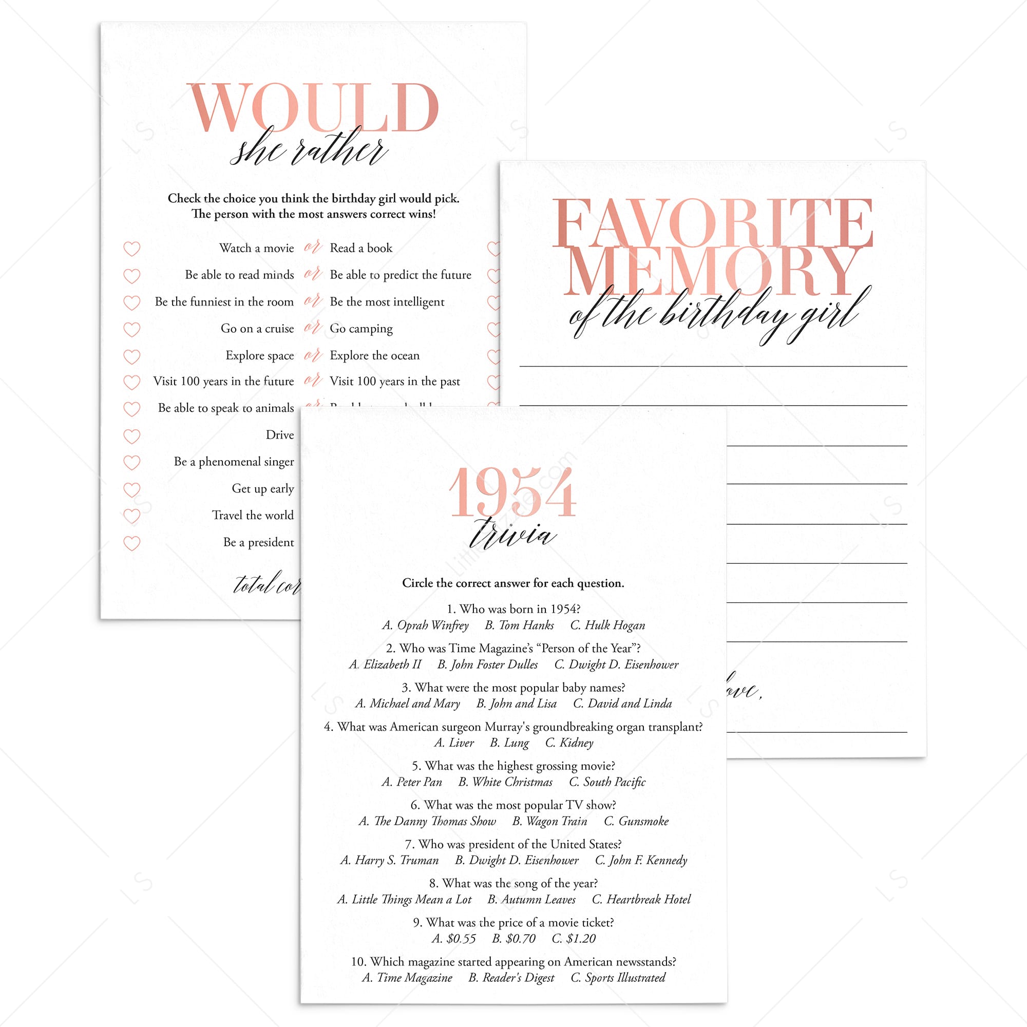 71st Birthday Games For Her Born in 1954 by LittleSizzle