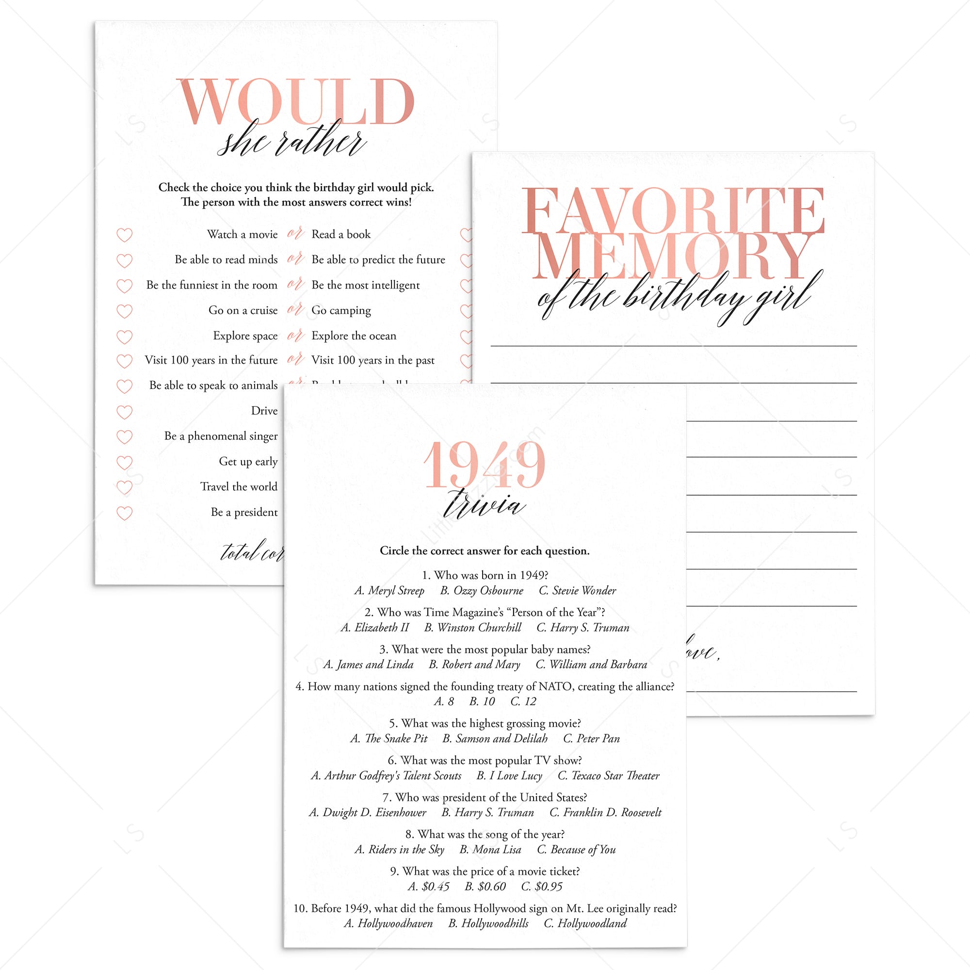 76th Birthday Games For Her Born in 1949 by LittleSizzle