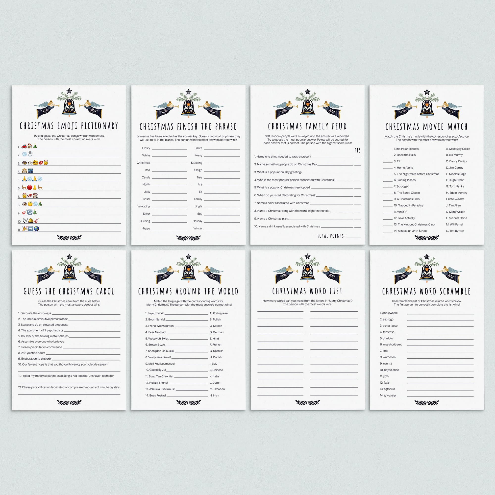 Printable Christmas Games Bundle Scandinavian Theme by LittleSizzle