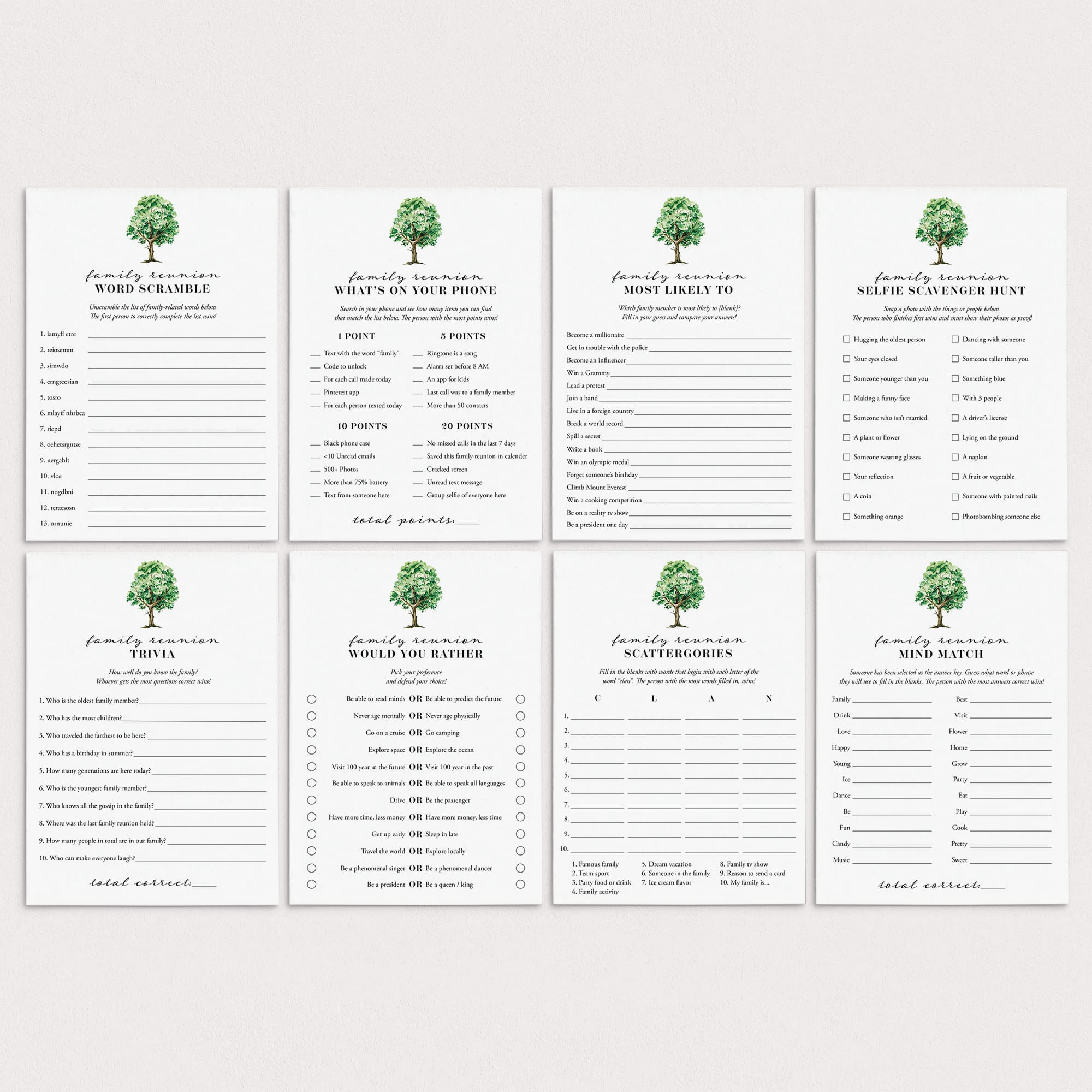 Family Reunion Games and Activities Printable by LittleSizzle