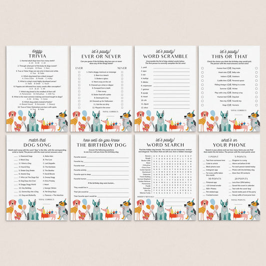 Dog Birthday Party Games Bundle Printable by LittleSizzle