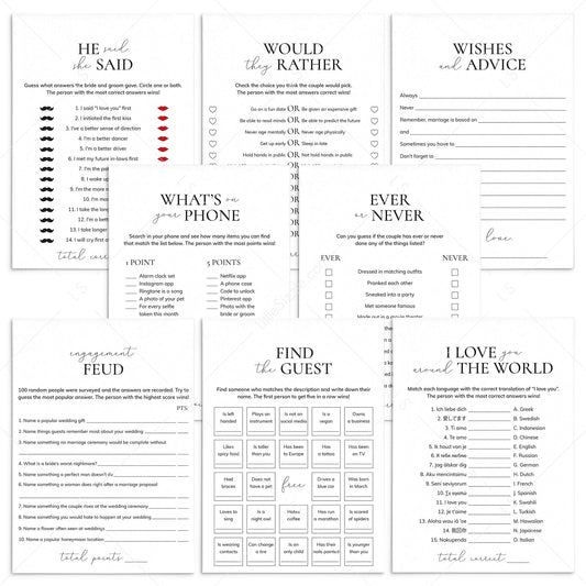 8 Printable Engagement Party Games by LittleSizzle