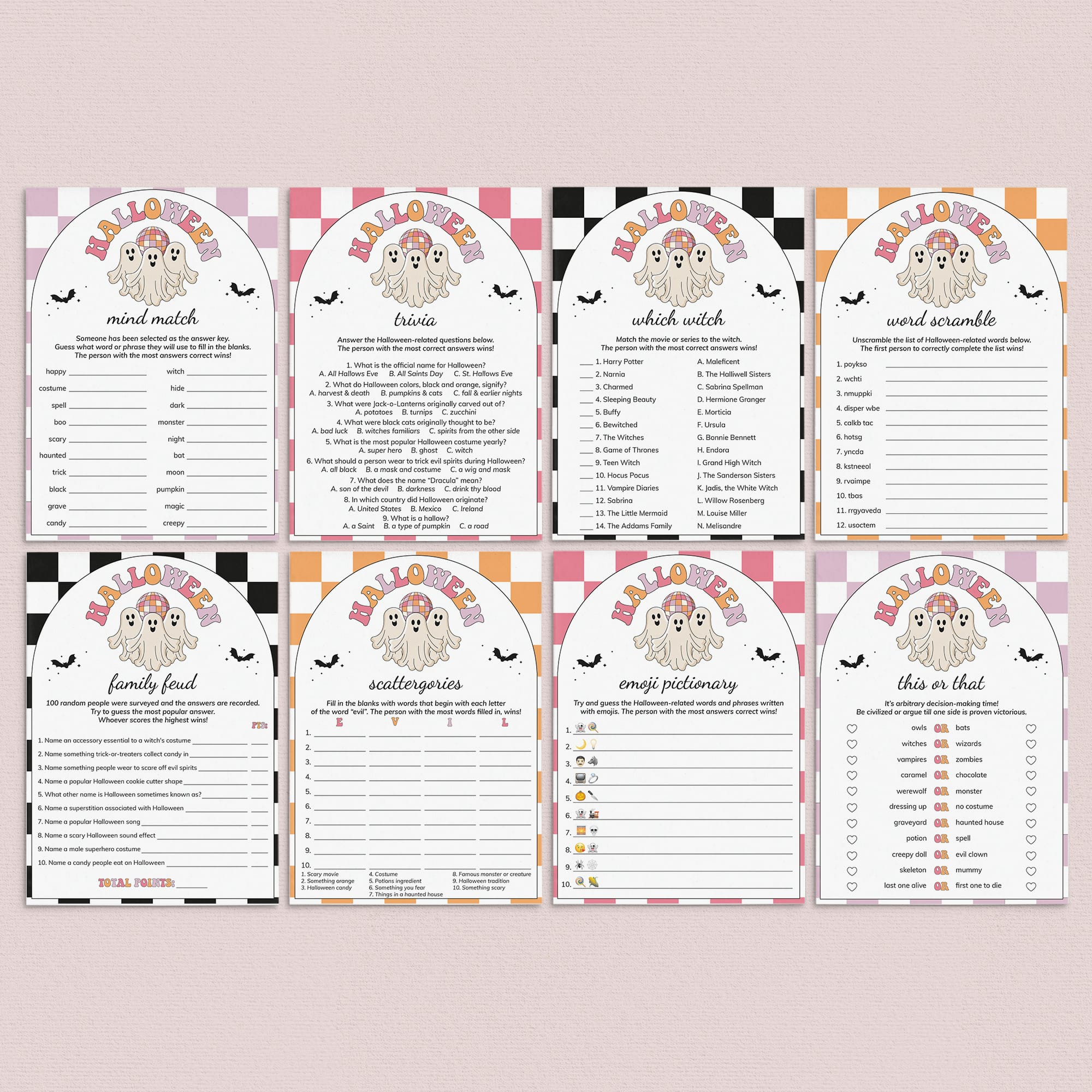 Retro Spooky Halloween Party Games Bundle Printable by LittleSizzle