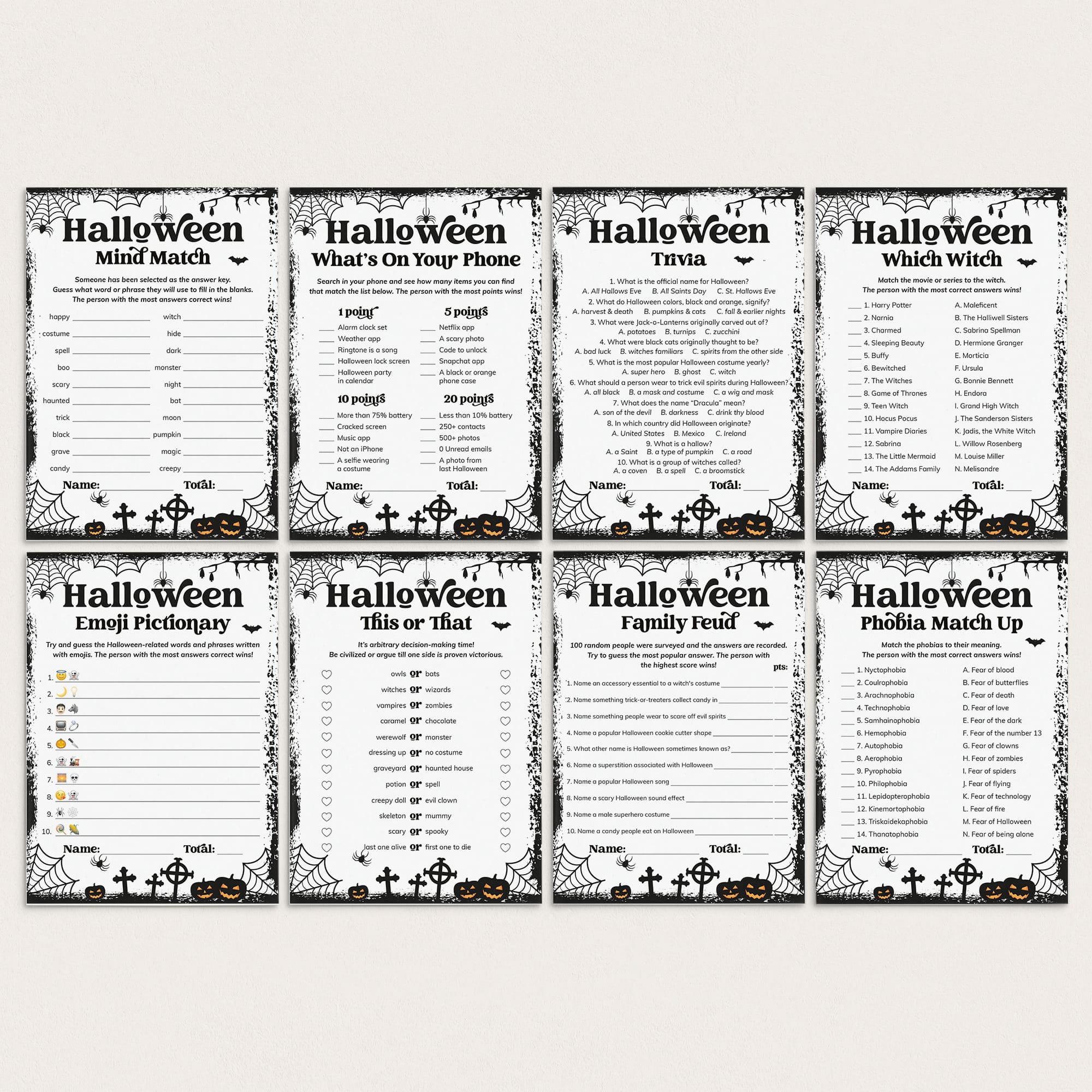 Spooky Halloween Adult Games Bundle Printable by LittleSizzle