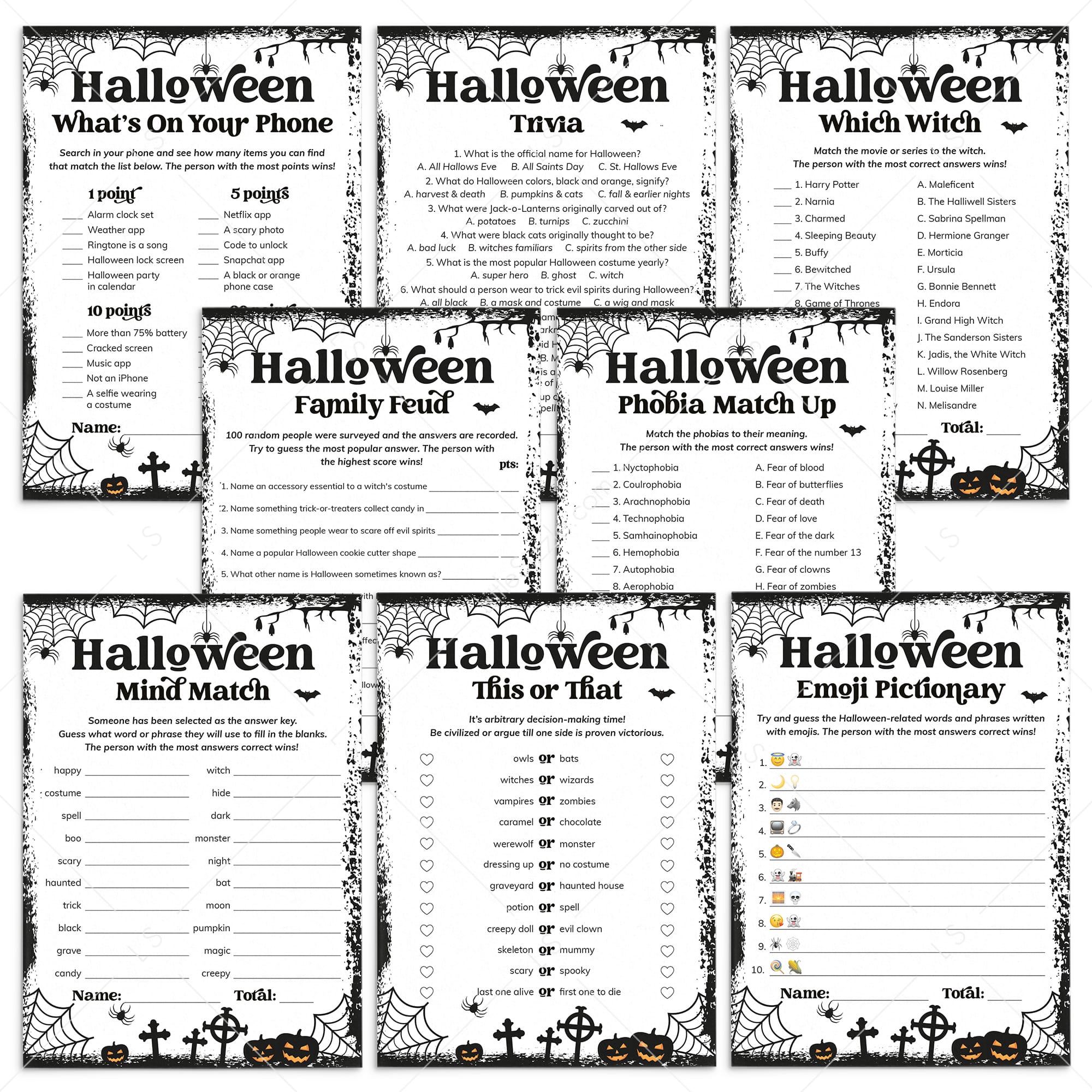 Spooky Halloween Adult Games Bundle Printable by LittleSizzle