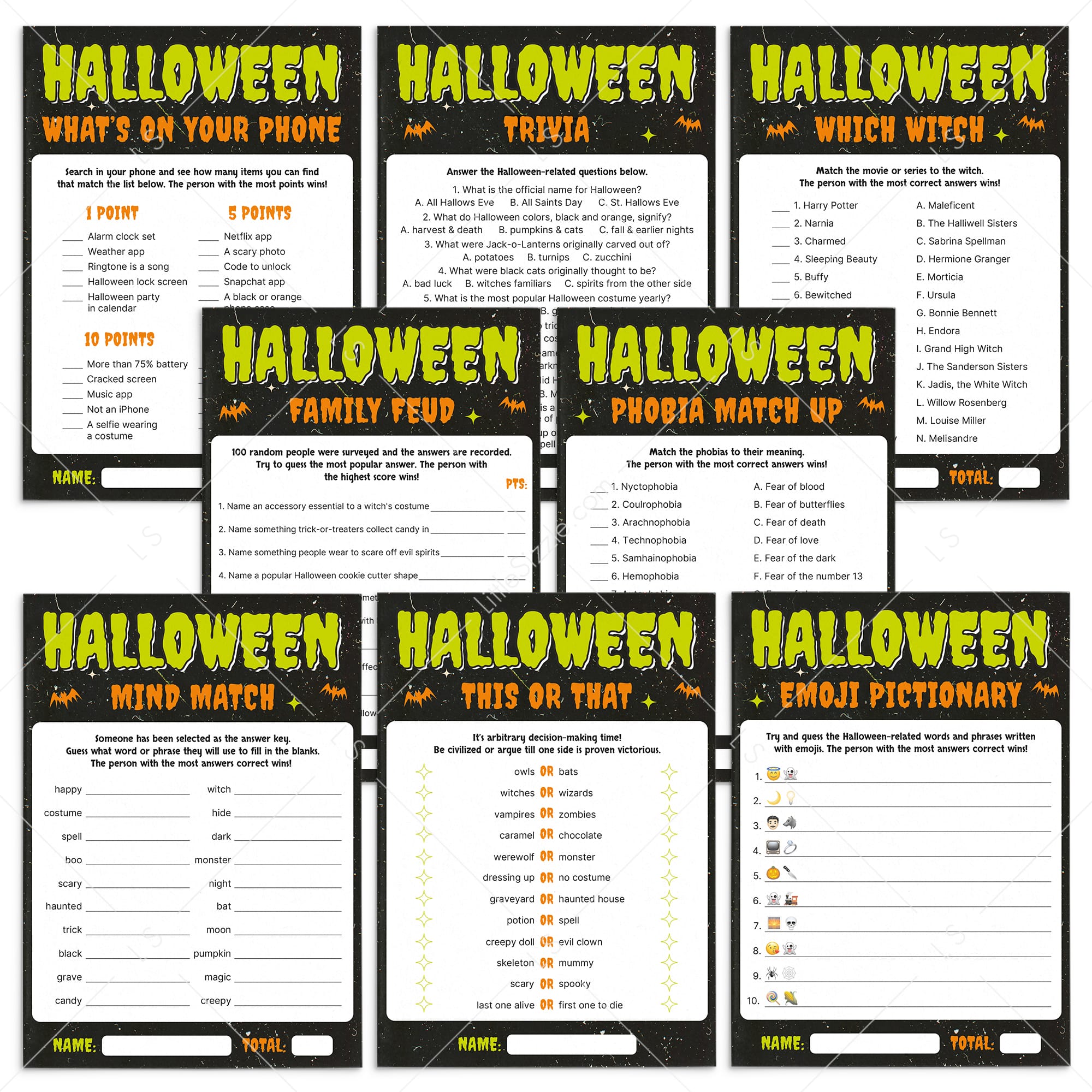 Printable Halloween Party Bundle Monster Theme by LittleSizzle