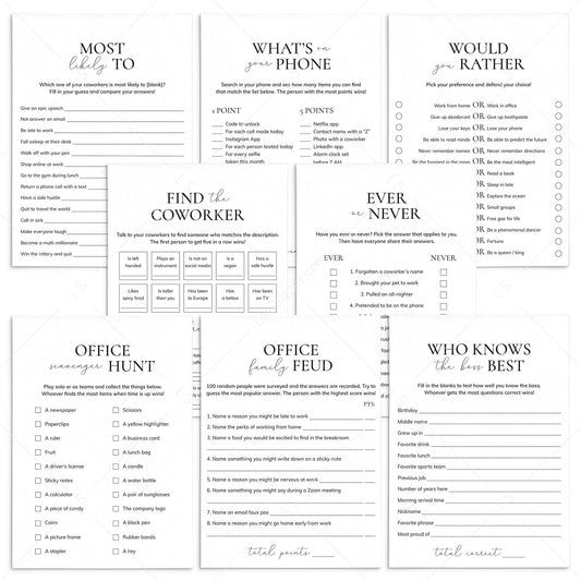 Printable Office Games for Work Meetings | Team Building Games and Activities by LittleSizzle