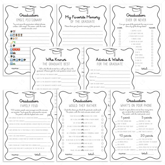 Wavy Border Grad Party Games Bundle Printable by LittleSizzle