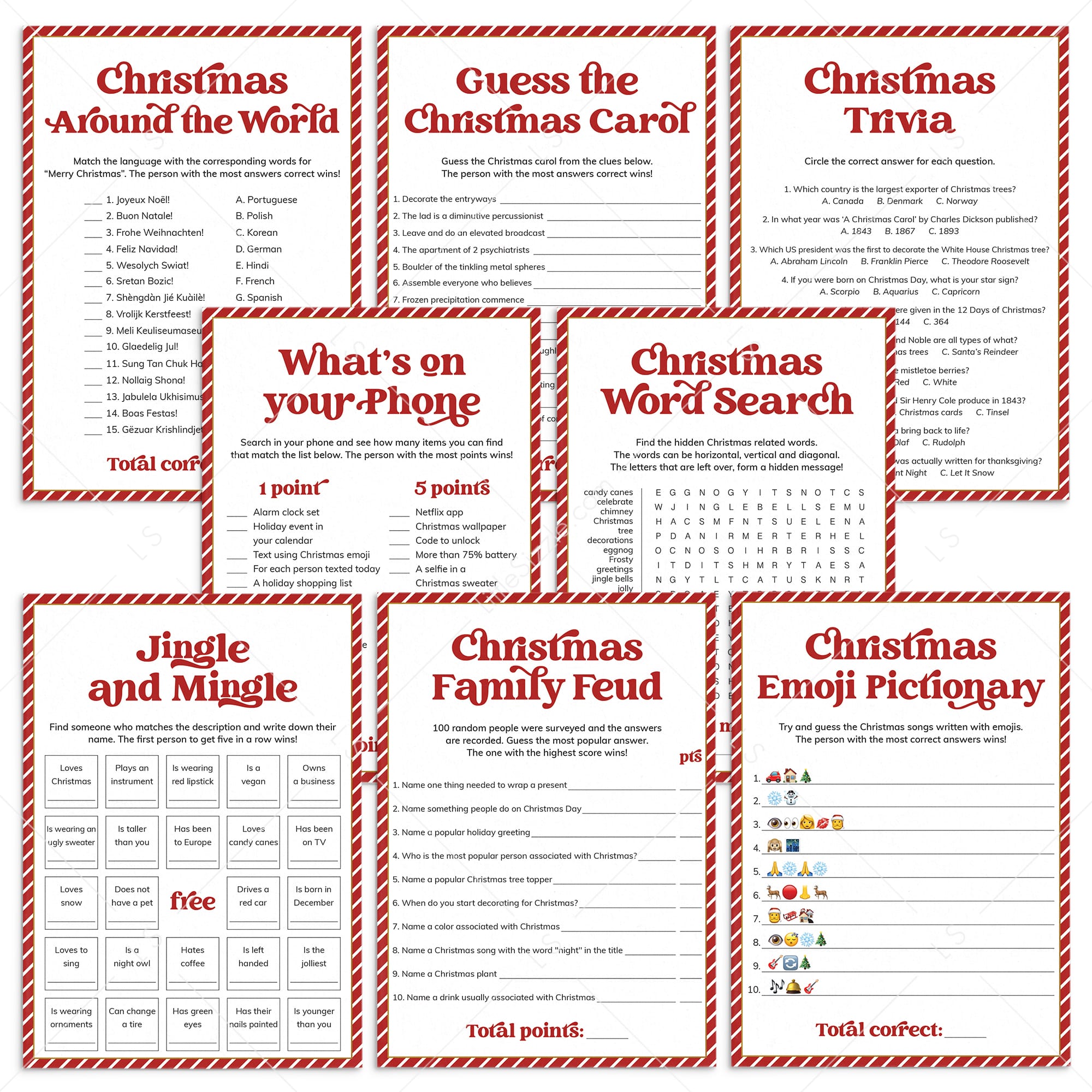 Classic Christmas Party Games Bundle Printable by LittleSizzle
