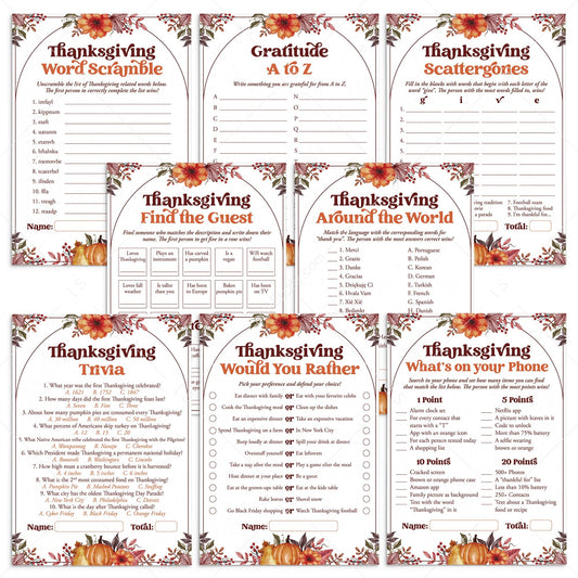 Thanksgiving Games for Adults Printable by LittleSizzle
