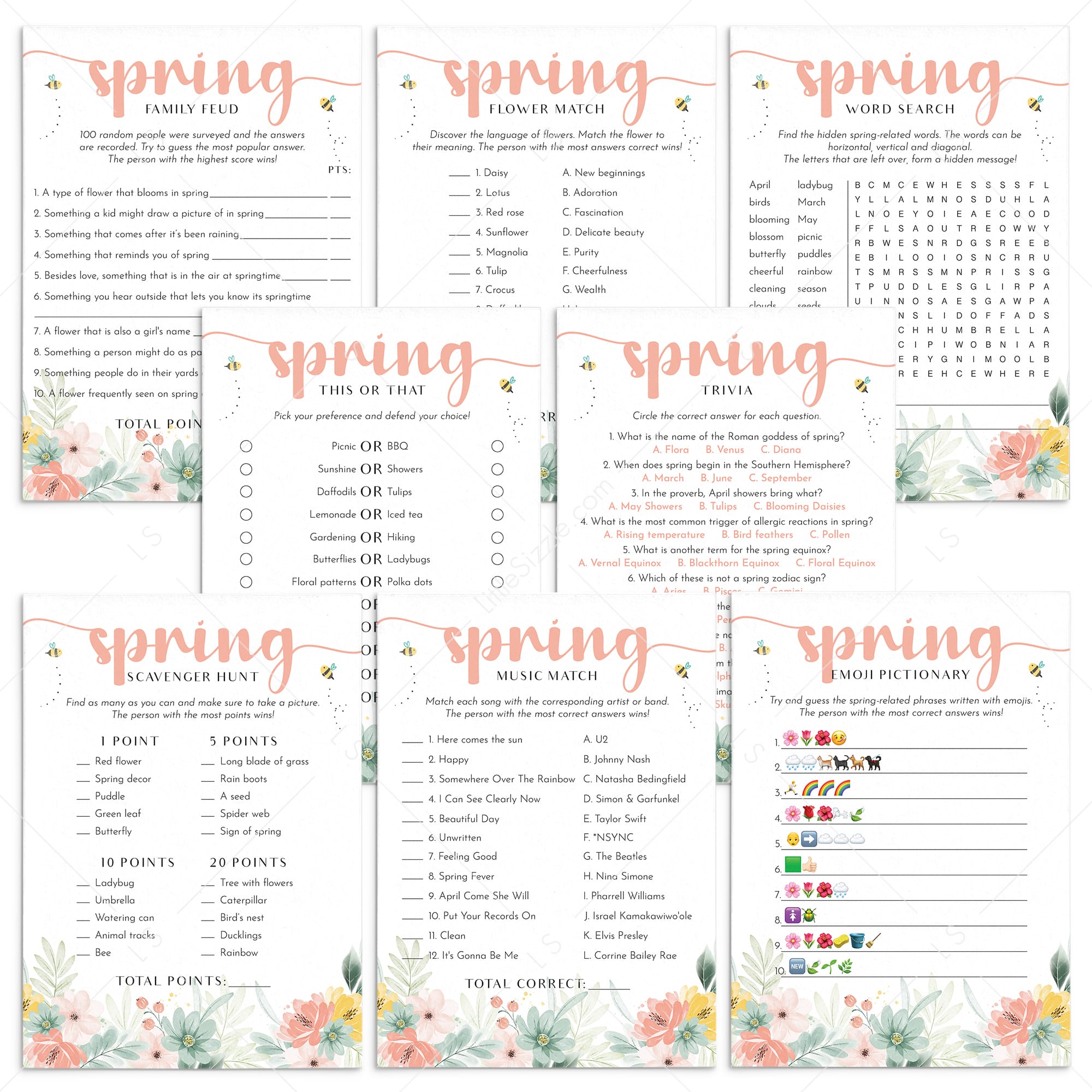 Spring Themed Games Bundle Printable by LittleSizzle