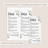 65th Wedding Anniversary Decorations Back in 1961 Cards