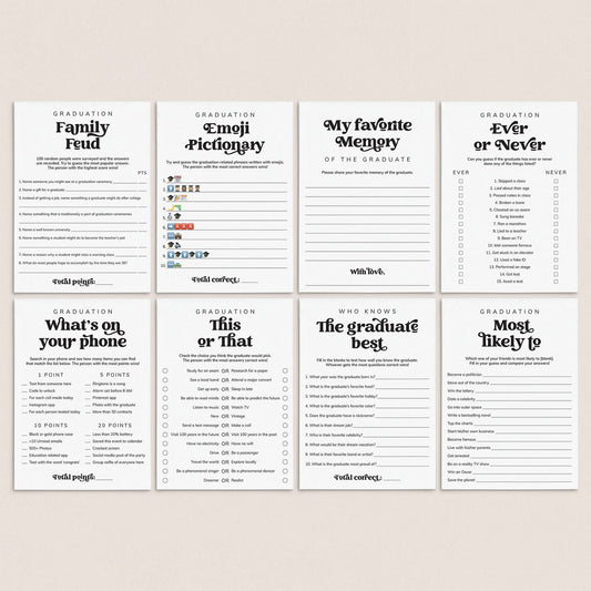 8 Fun Graduation Party Games Printable by LittleSizzle