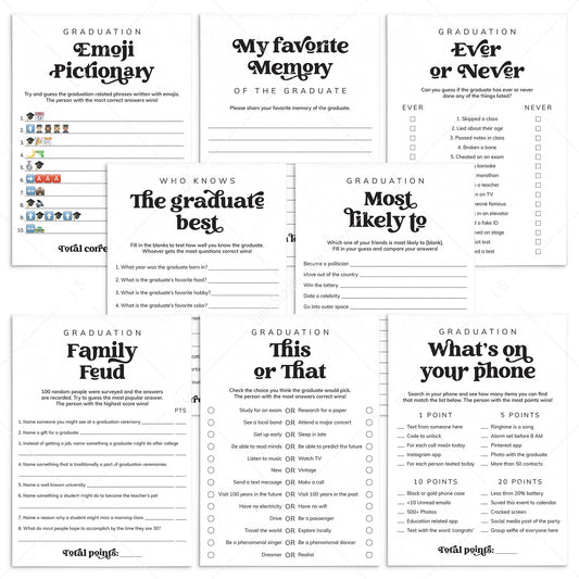 8 Fun Graduation Party Games Printable by LittleSizzle