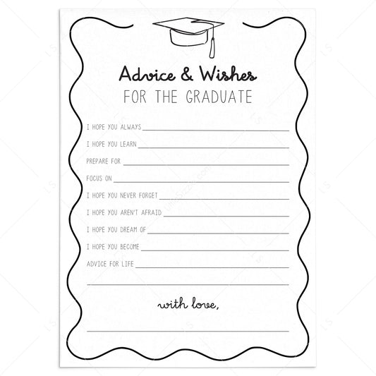 Graduation Advice and Well Wishes Cards Printable by LittleSizzle