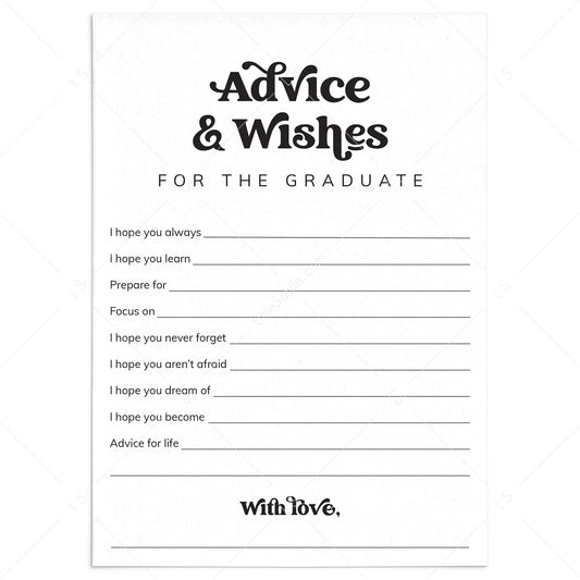 Graduation Advice Cards Printable by LittleSizzle