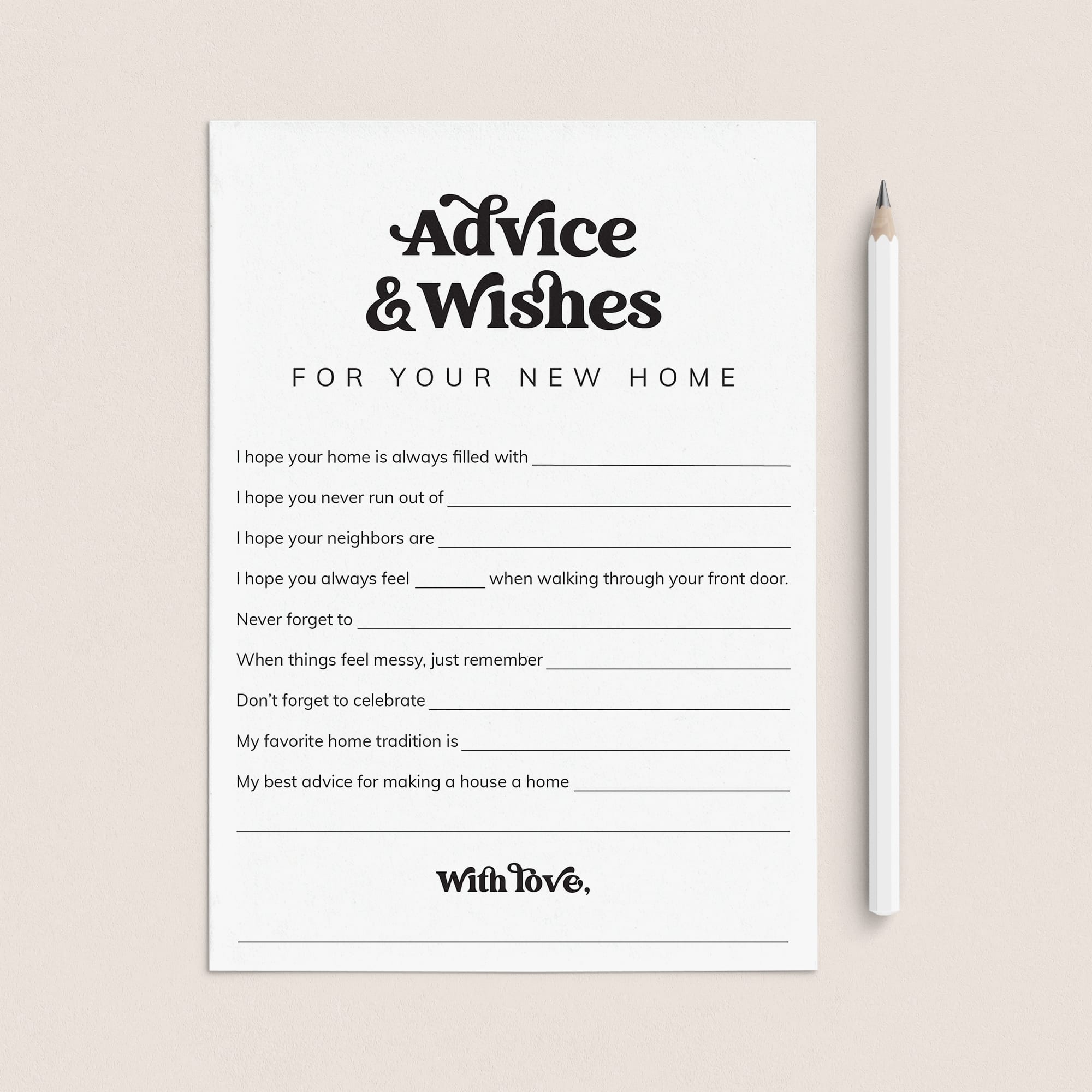 Housewarming Wishes Card Printable | New House Wishes and Advice by LittleSizzle