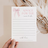 Pink Bow Girl Baby Shower Advice for Mom Cards Printable