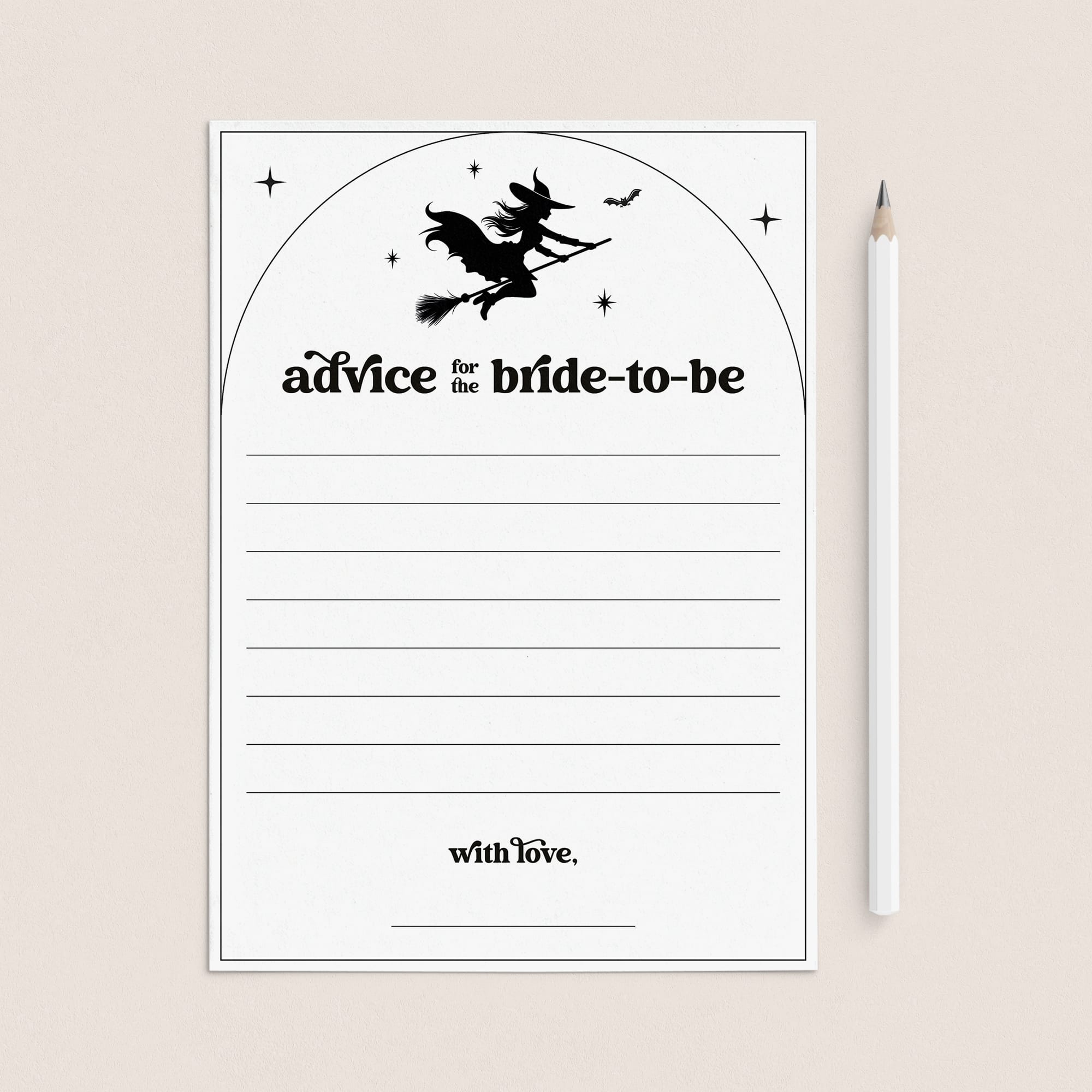 Witch Theme Bridal Shower Advice for the Bride-To-Be Cards Printable by LittleSizzle