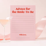 Pink and Red Advice for the Bride-To-Be Printable Cards