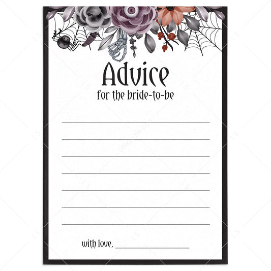 Halloween Bridal Shower Advice for the Bride Cards Printable by LittleSizzle