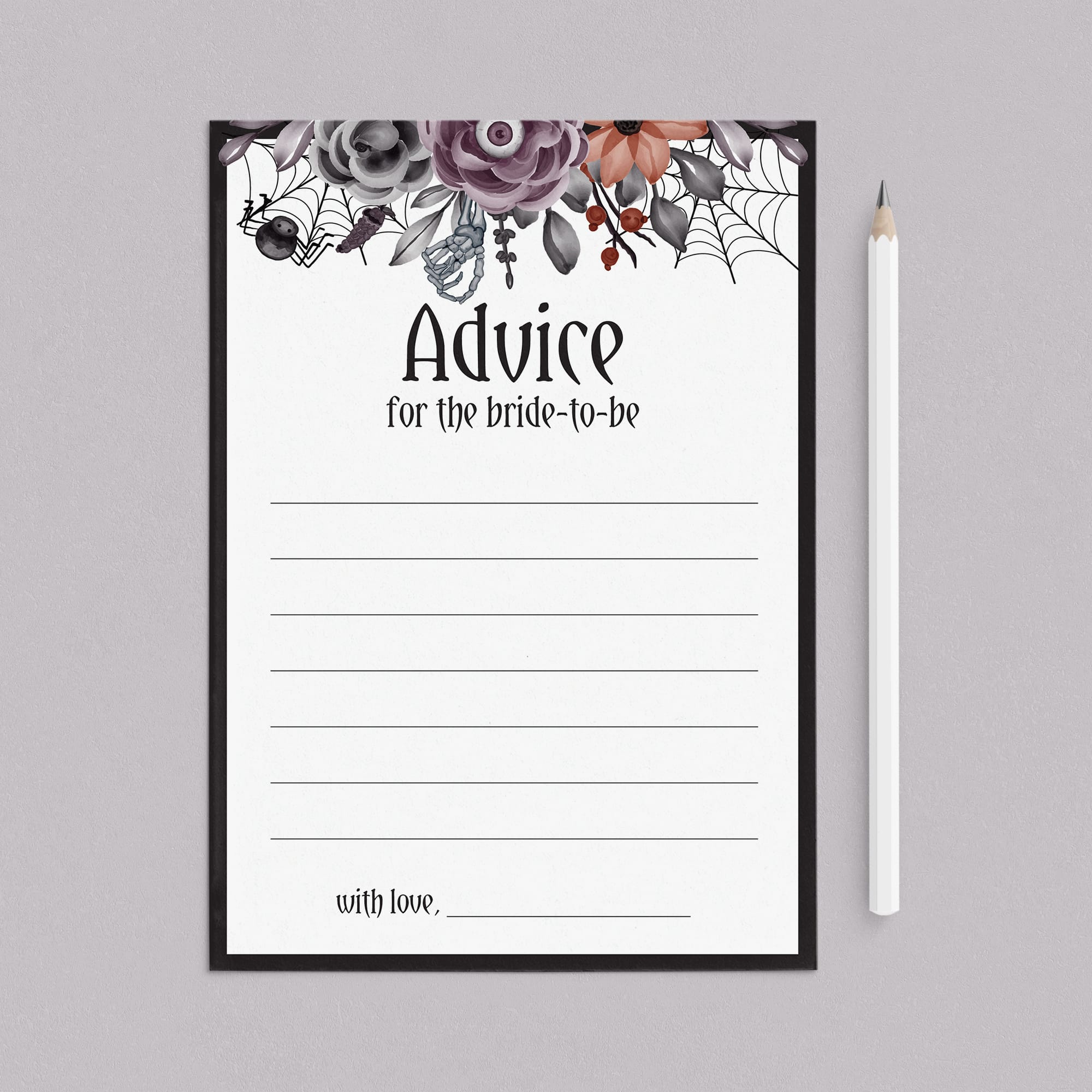 Halloween Bridal Shower Advice for the Bride Cards Printable by LittleSizzle