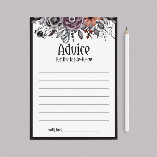 Halloween Bridal Shower Advice for the Bride Cards Printable by LittleSizzle