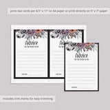 Halloween Bridal Shower Advice for the Bride Cards Printable