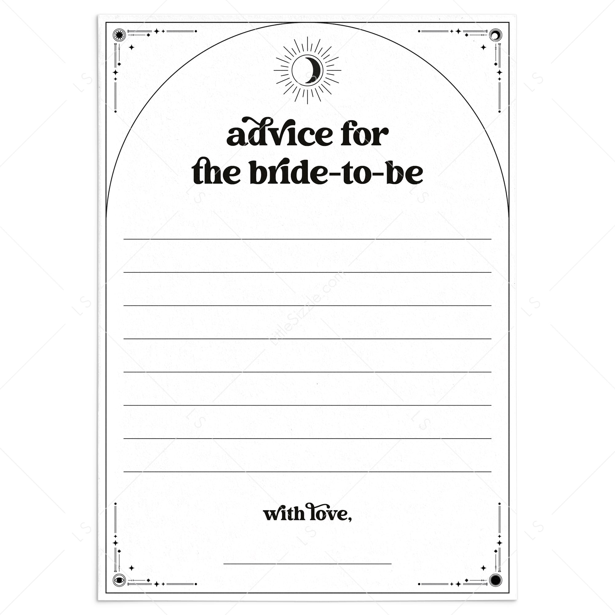 Mystical Bridal Shower Advice Cards Printable by LittleSizzle