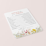 Baby Girl's First Birthday Advice Card Printable