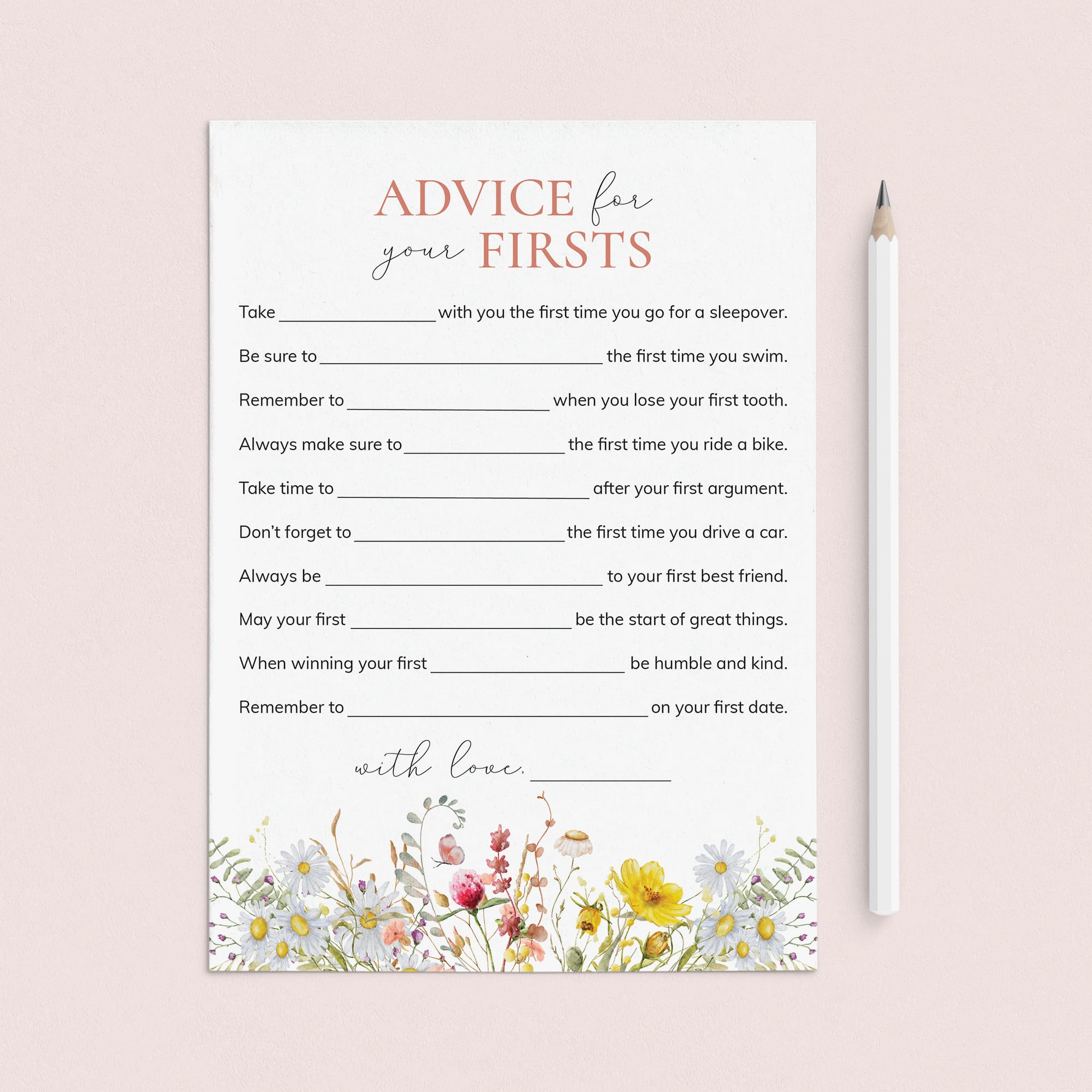 Baby Girl's First Birthday Advice Card Printable by LittleSizzle