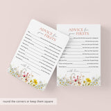 Baby Girl's First Birthday Advice Card Printable