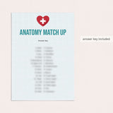 Anatomical Names Match Up Game with Answer Key Printable