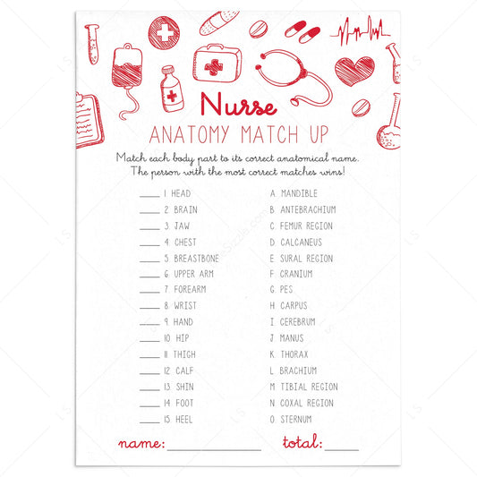 Anatomy Matching Game Printable Answers Included by LittleSizzle