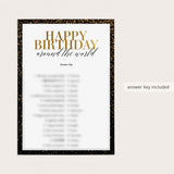 Black Gold Birthday Around The World Game Printable