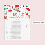 Christmas Around The World Game with Answer Key Printable