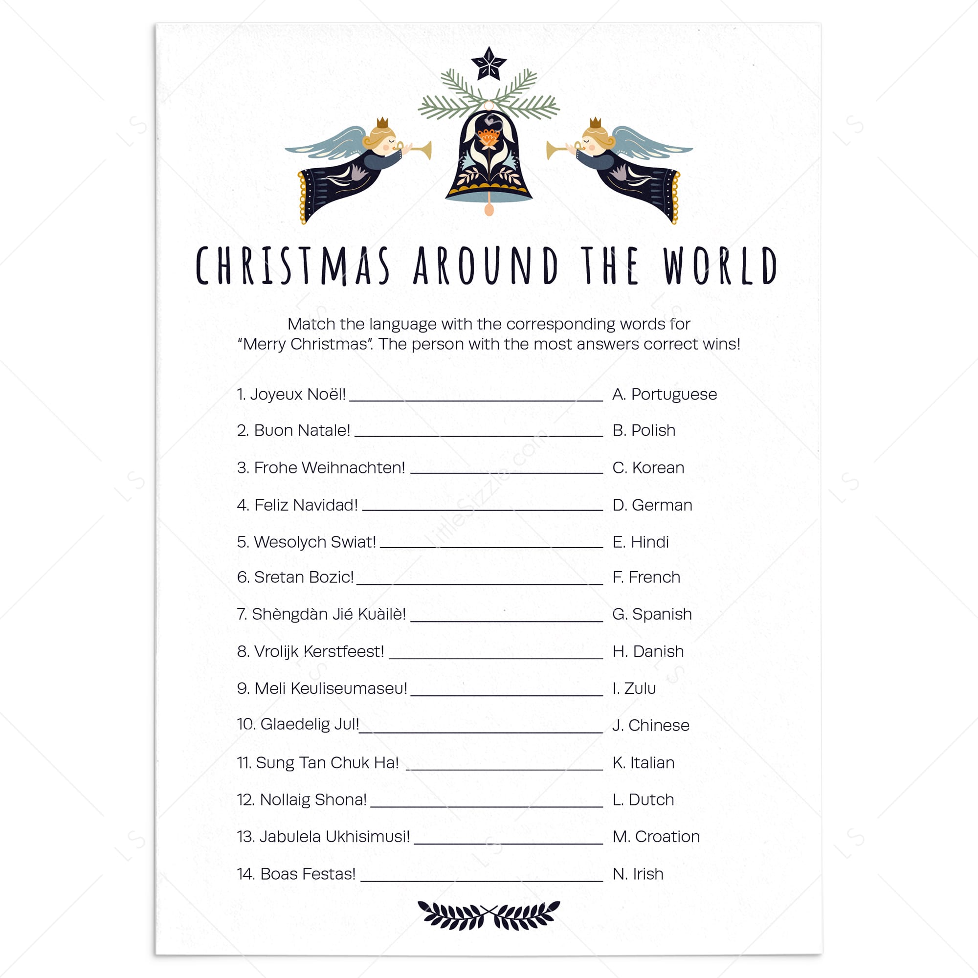 Scandinavian Christmas Game Around The World Printable by LittleSizzle