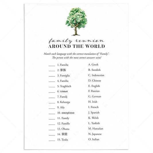 Printable Family Around The World Game with Answers by LittleSizzle