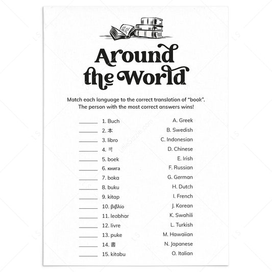Fun Book Club Game Book Around The World Printable by LittleSizzle