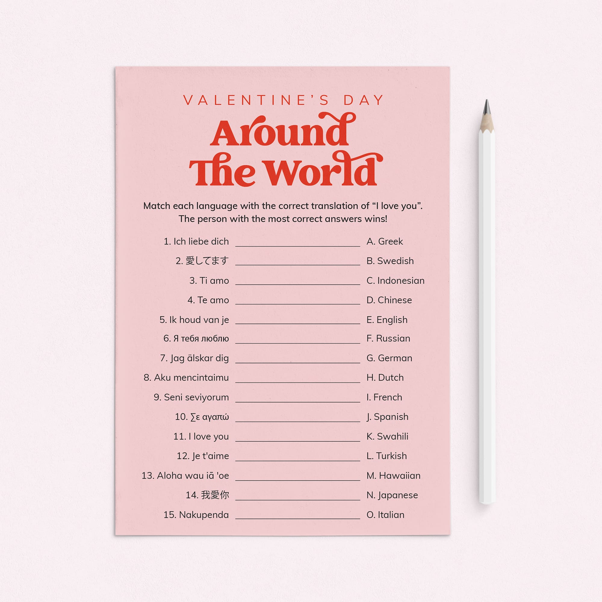 Valentine's Day Game I Love You Around The World Printable by LittleSizzle