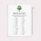 Printable Family Around The World Game with Answers by LittleSizzle