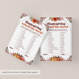 Thank You Around The World Game for Thanksgiving Printable