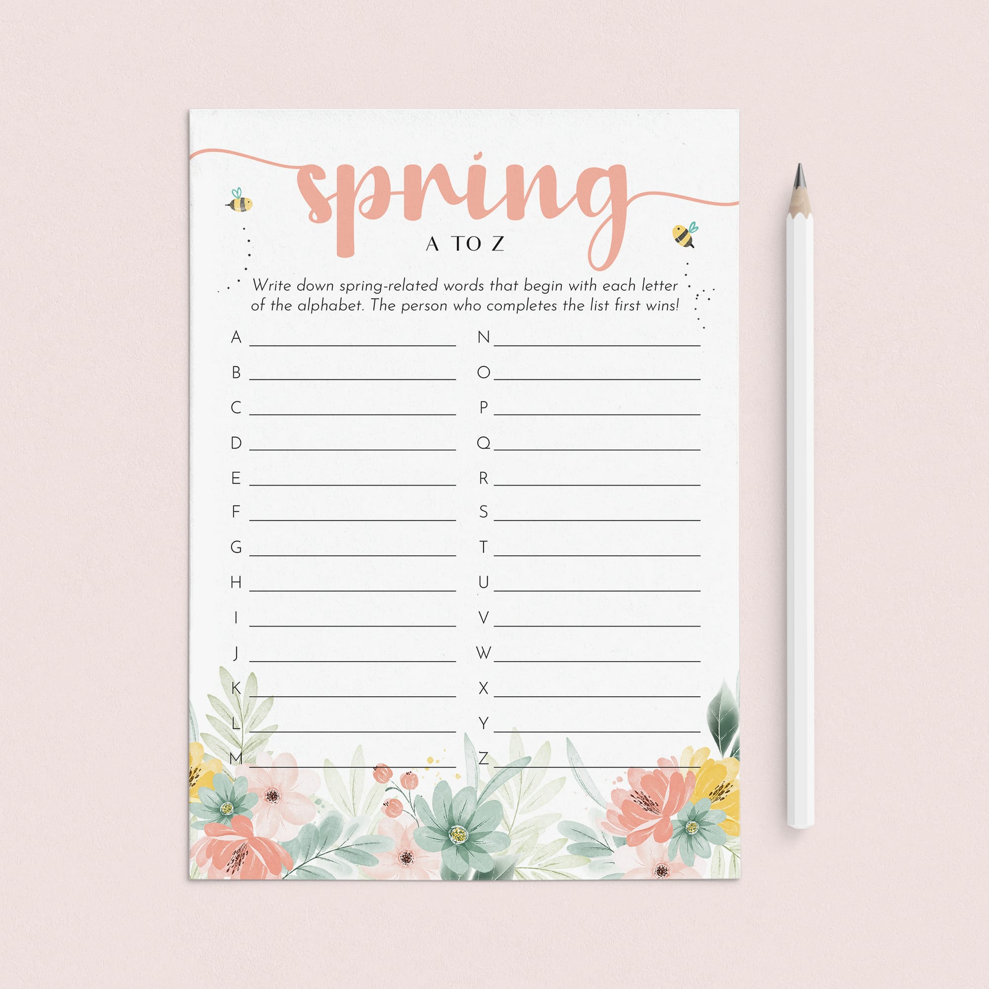 Spring A to Z Game Printable by LittleSizzle